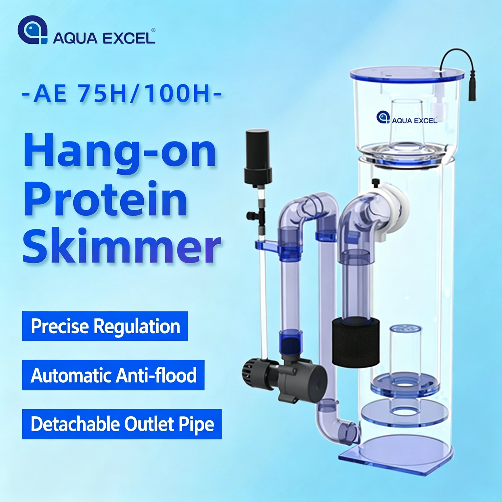 AQUA EXCEL AE-75H/100H Hang-on - مراجعة Marine Aquarium Protein Skimmer وسعره